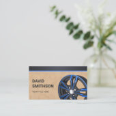 Lederen Zwart Blauw Auto Legering Wiel Rim Mechani Visitekaartje (Staand voorkant)