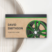 Lederen Zwart Groene Auto Legering Wiel Rim Mechan Visitekaartje