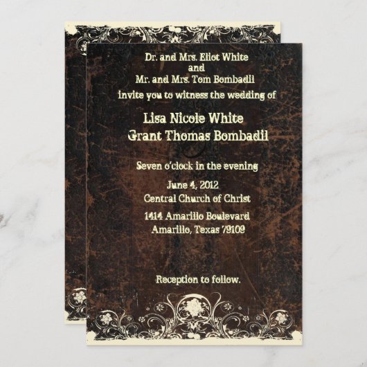 Lederenblik, shabby-weddenschap kaart (Voorkant / Achterkant)