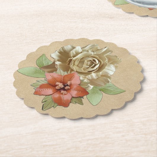 Lederenbloemen en suikerkunst kartonnen onderzetters (Gekanteld)