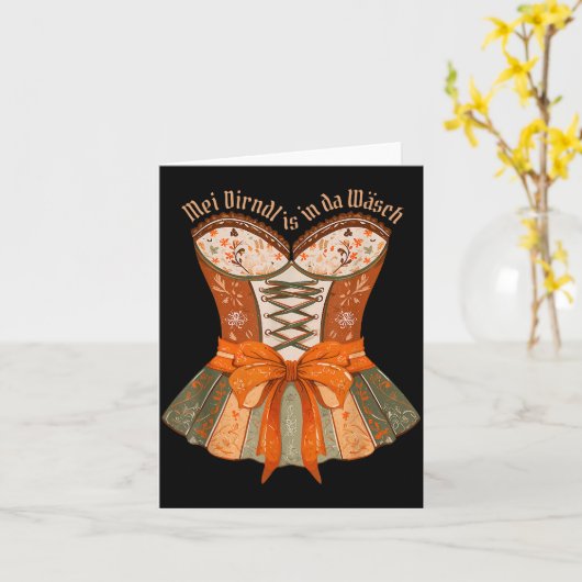 Lederhosen Costume Cute German Bavarian Women  Kaart (Gele Bloem)