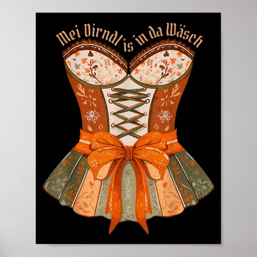 Lederhosen Costume Cute German Bavarian Women Poster (Voorkant)