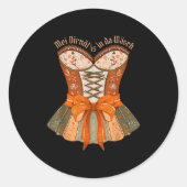 Lederhosen Costume Cute German Bavarian Women  Ronde Sticker (Voorkant)