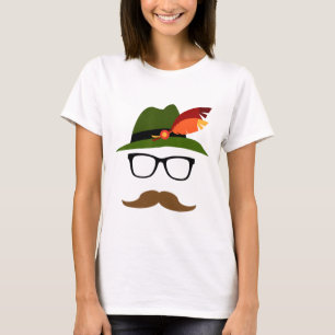 Lederhosen Duits Gezicht Gles Halloween Kostuum T-shirt