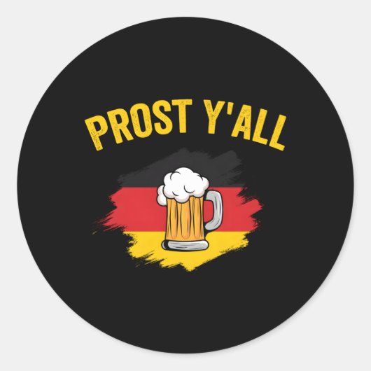Lederhosen Oktoberfest Prost Y'All Ronde Sticker (Voorkant)