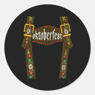Lederhosen Suspenders Oktoberfest Bavarian München Ronde Sticker