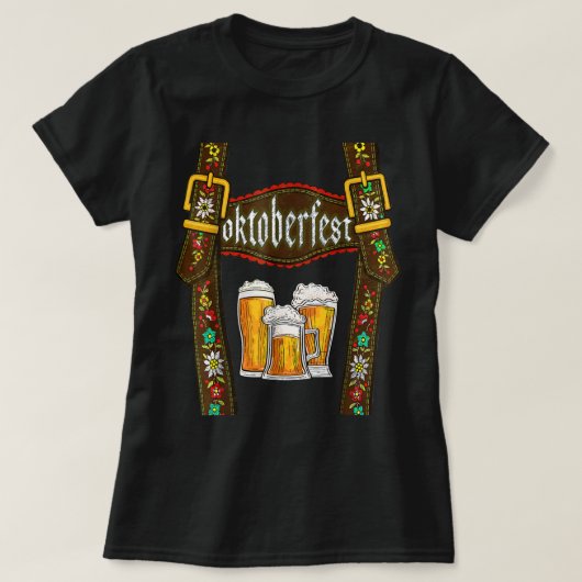 Lederhosen Suspenders Oktoberfest Bavarian München T-shirt (Design voorkant)