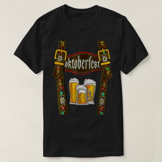 Lederhosen Suspenders Oktoberfest Bavarian München T-shirt (Design voorkant)