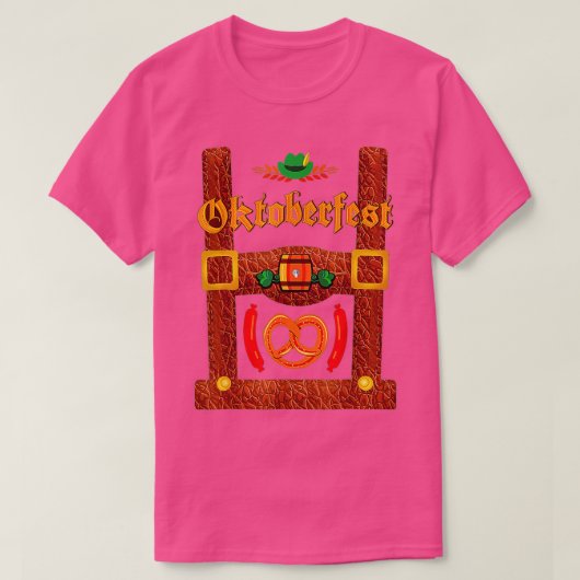 Lederhosen Suspenders Oktoberfest Bavarian München T-shirt (Design voorkant)