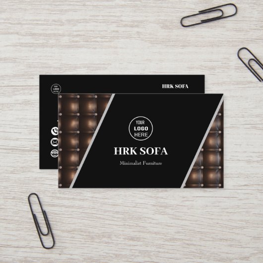 Lederkleding voor meubelen Ontwerp Professional Visitekaartje (Voorkant / Achterkant in situ)