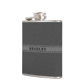 Lederkolf van grijs kunstleder heupfles (Links)