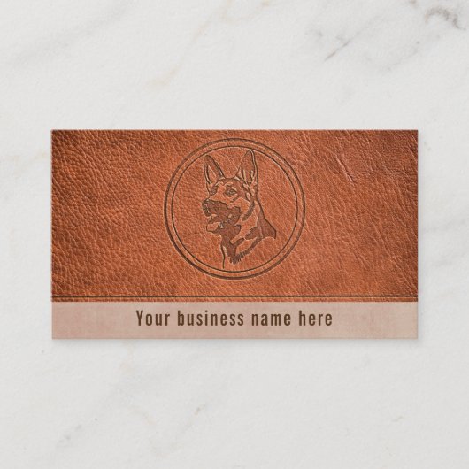 Lederleder, met ingegraveerd weefsel visitekaartje (Voorkant)