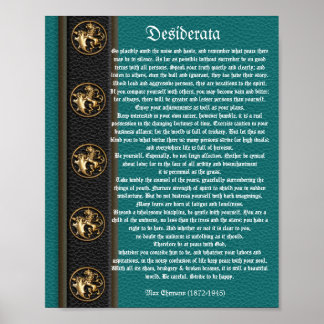 Lederleder van Desiderata ziet eruit als leeuwen Poster