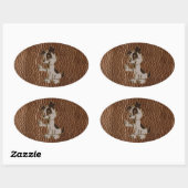lederlook hond ovale sticker (Vel)
