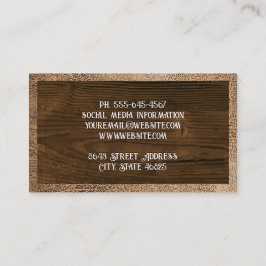 Lederrand | Houtkorrels Visitekaartje (Achterkant)