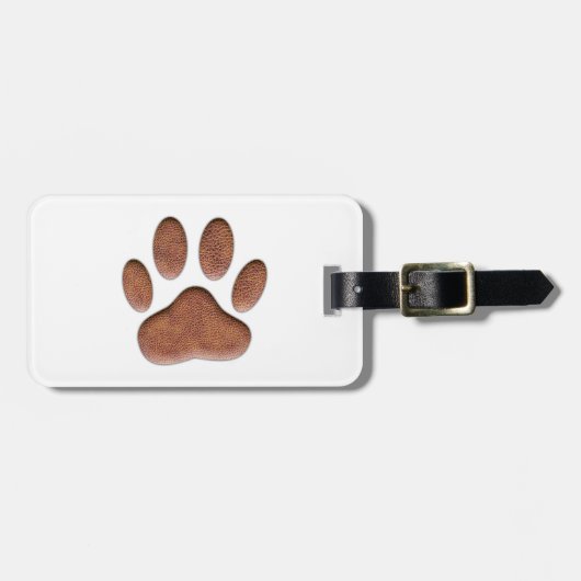 Ledertextiel Dog Paw Print Bagagelabel (Voorkant horizontaal)
