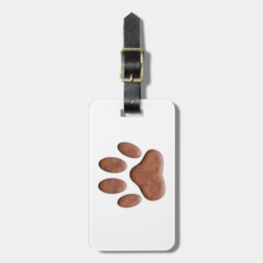 Ledertextiel Dog Paw Print Bagagelabel (Voorkant verticaal)