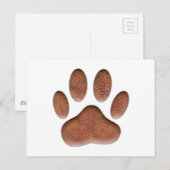 Ledertextiel Dog Paw Print Briefkaart (Voorkant / Achterkant)