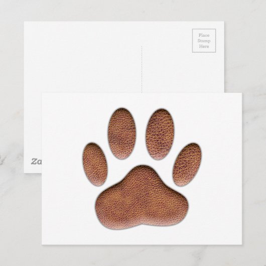 Ledertextiel Dog Paw Print Briefkaart (Voorkant / Achterkant)