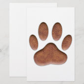 Ledertextiel Dog Paw Print Briefpapier (Voorkant / Achterkant)