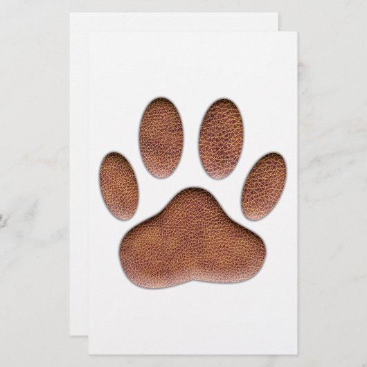 Ledertextiel Dog Paw Print Briefpapier (Voorkant / Achterkant)