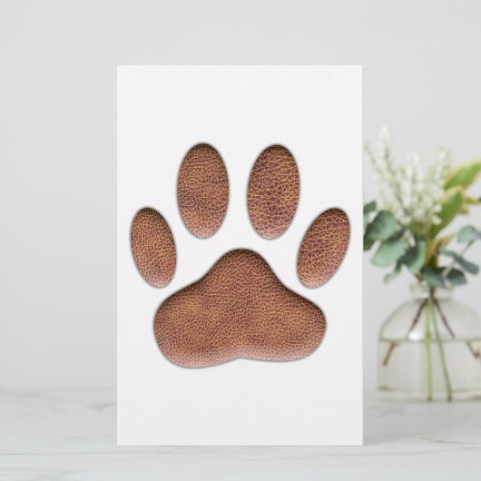 Ledertextiel Dog Paw Print Briefpapier (Staand voorkant)