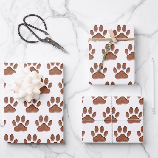 Ledertextiel Dog Paw Print Inpakpapier Vel (Voorkant)