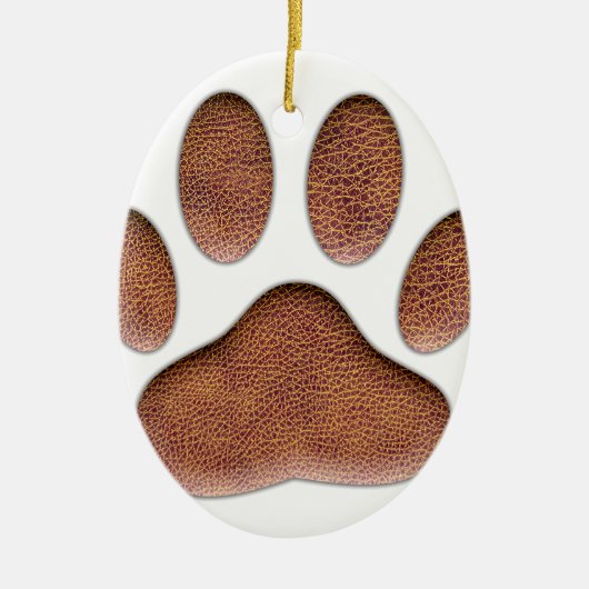 Ledertextiel Dog Paw Print Keramisch Ornament (Voorkant)