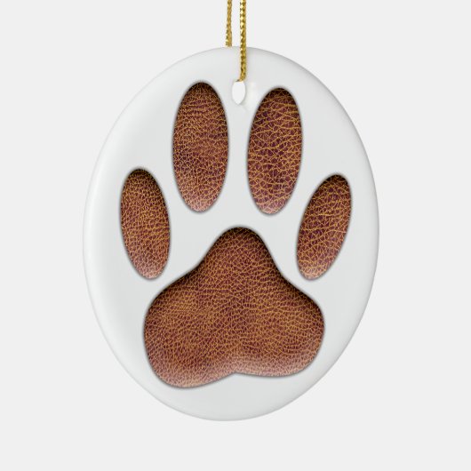 Ledertextiel Dog Paw Print Keramisch Ornament (Rechts)