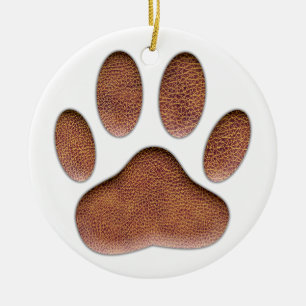 Ledertextiel Dog Paw Print Keramisch Ornament