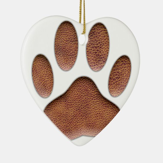 Ledertextiel Dog Paw Print Keramisch Ornament (Rechts)