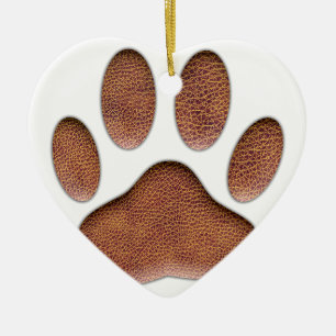 Ledertextiel Dog Paw Print Keramisch Ornament