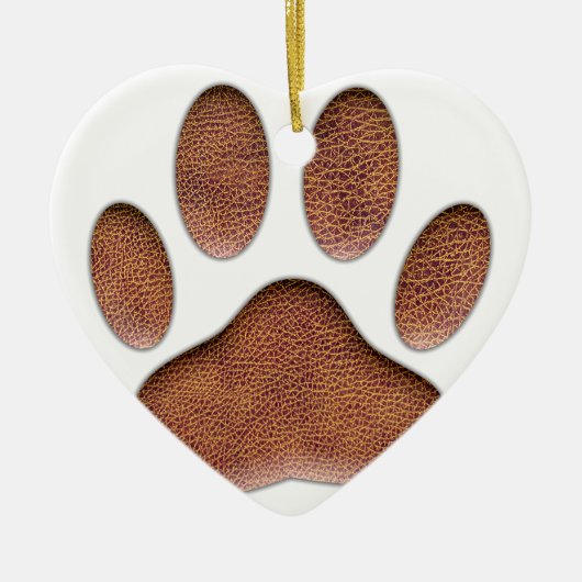 Ledertextiel Dog Paw Print Keramisch Ornament (Voorkant)