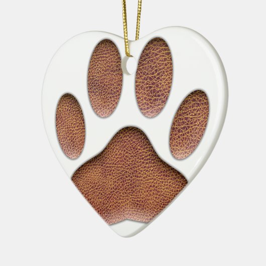 Ledertextiel Dog Paw Print Keramisch Ornament (Links)