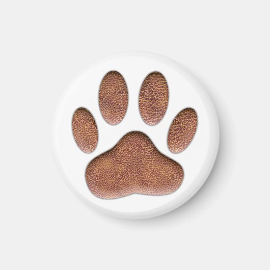 Ledertextiel Dog Paw Print Magneet (Voorkant)