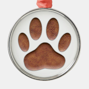 Ledertextiel Dog Paw Print Metalen Ornament