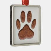 Ledertextiel Dog Paw Print Metalen Ornament (Rechts)