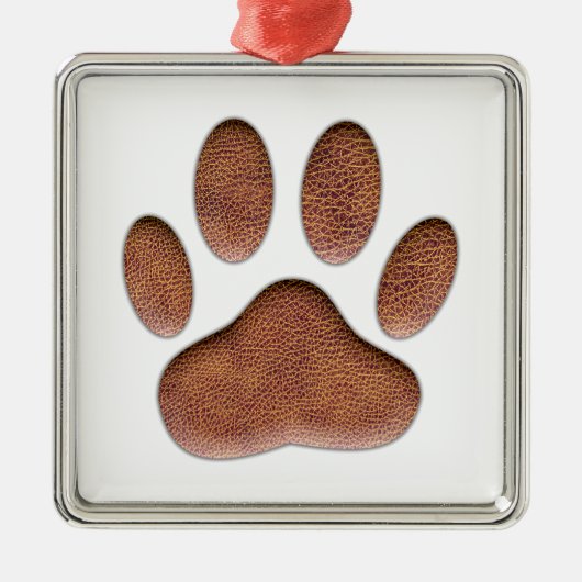 Ledertextiel Dog Paw Print Metalen Ornament (Voorkant)