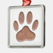 Ledertextiel Dog Paw Print Metalen Ornament (Links)