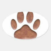 Ledertextiel Dog Paw Print Ovale Sticker (Voorkant)