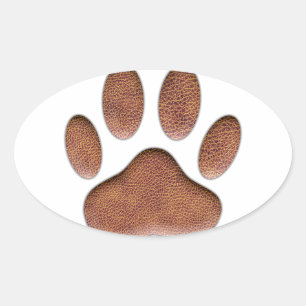 Ledertextiel Dog Paw Print Ovale Sticker