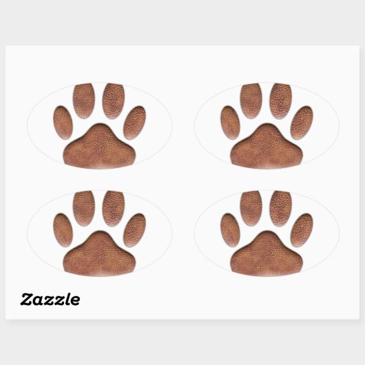 Ledertextiel Dog Paw Print Ovale Sticker (Vel)