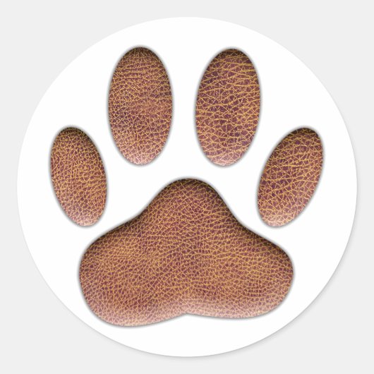 Ledertextiel Dog Paw Print Ronde Sticker (Voorkant)
