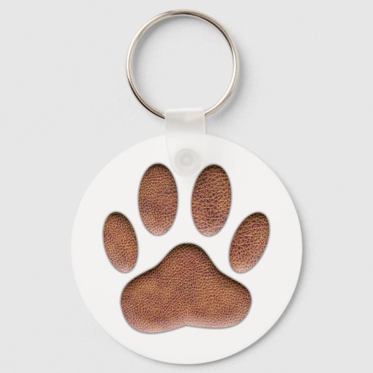 Ledertextiel Dog Paw Print Sleutelhanger (Voorkant)