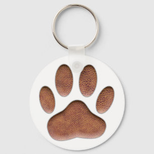 Ledertextiel Dog Paw Print Sleutelhanger