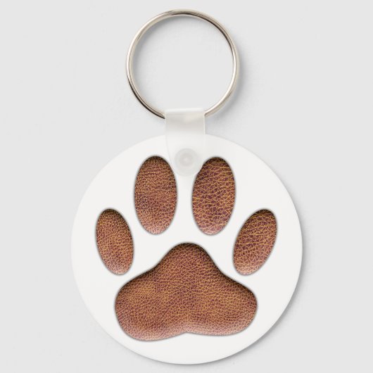 Ledertextiel Dog Paw Print Sleutelhanger (Voorkant)
