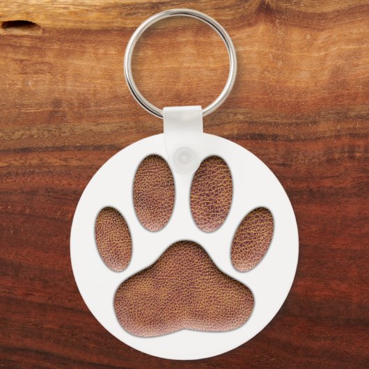 Ledertextiel Dog Paw Print Sleutelhanger (Achterkant)