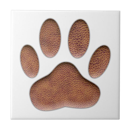 Ledertextiel Dog Paw Print Tegeltje (Voorkant)