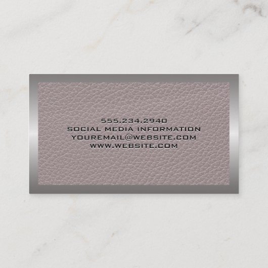 Ledertextiel | Metaalgrens Visitekaartje (Achterkant)