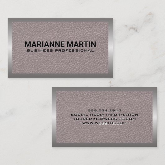 Ledertextiel | Metaalgrens Visitekaartje (Voorkant / Achterkant)